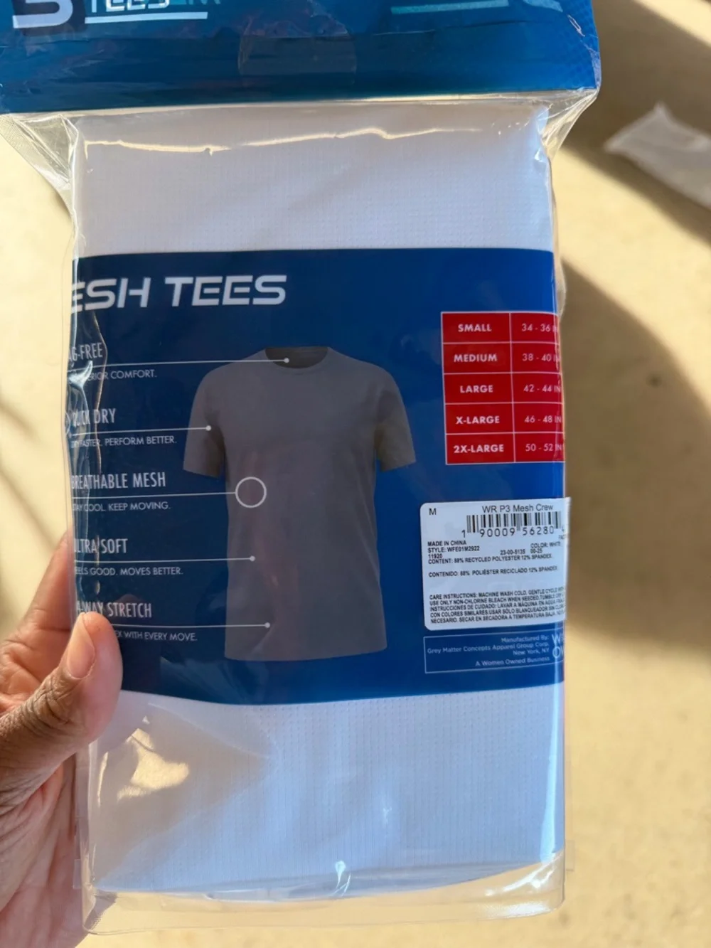 Wrangler White Men's Mesh tees - Breathable Performance 3pk
